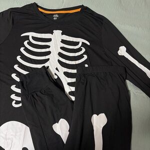 Black Skeleton Pajama Set with White Glow in the Dark Bone Print